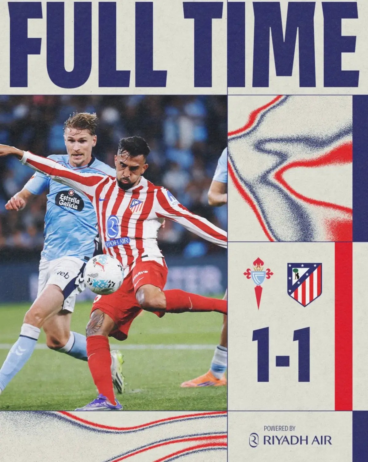 【马竞祝您中秋快乐】1-1客场战平塞尔塔,马竞连续7轮联赛不败